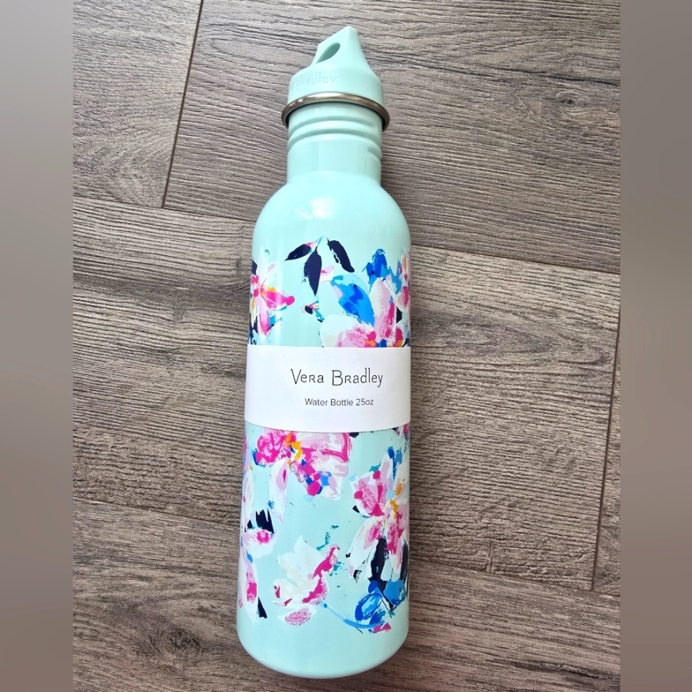 Vera Bradley Floral 25oz Water Bottle NWT BPA Free Stainless Steel Travel Beach